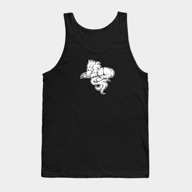 Dormant Lion - White Tank Top by McWolf